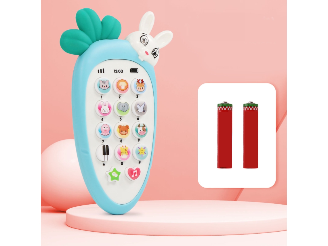 Ats-juguete Teléfono Bebé Con Música Y Luz Patrón Animal Cartoné Educativo Para Bebés 0-3 Años Azul