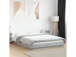Estructura Cama Con Luces Led Madera Gris Sonoma 140x200 Cm