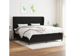 Cama Box Spring Con Colchón Tela Negro 200x200 Cm