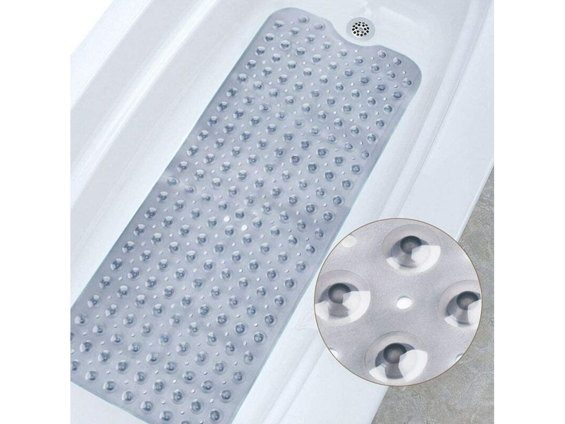 Jortmrd - Alfombrilla de baño antideslizante extralarga para ducha y bañera, lavable a máquina, con ventosa (40 x 100 cm, gris)