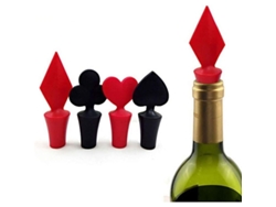 Tapones De Silicona Para Botellas De Vino Creativos Forma Poker Reutilizables 4 Piezas Selladores Antifugas