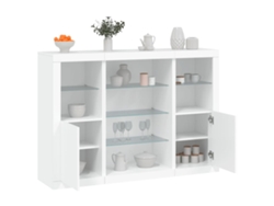 Pack 3 Uds Aparador | Mueble De Comedor | Buffetes Con Luces Led Madera De Ingeniería Blanco Wsd975689
