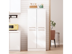 Armario Despensa 76x42x180 Cm, 4 Puertas, Estantes Regulables, Blanco Brillante