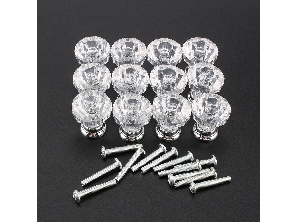 12 tiradores de cristal transparente para cajones Primerox