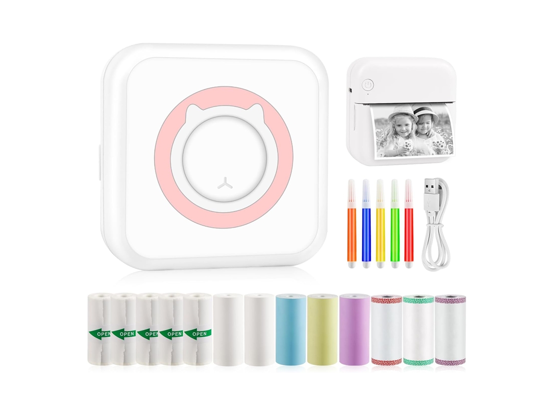 Impresora Fotográfica Térmica Bluetooth con 13 Rollos iOS Android GUK