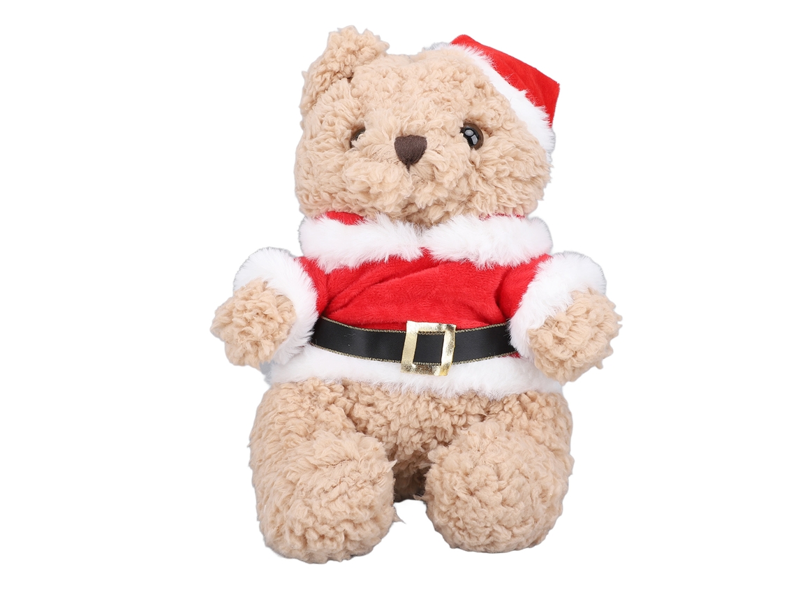 Oso De Peluche Navideño Con Gorro De Papá Noel Lindo 9.06in Juguete De Peluche Decoración Navideña Rojo Traje Navideño