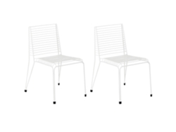Cadeiras Empilháveis Em Metal Para Exterior Beliani Chieve De Aço Branco 49x57x80