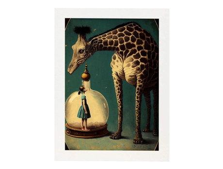 NACNIC Poster Jirafa En Estilo Surrealismo Cinematográfico Ilustraciones Y Grabados De Historieta Abstracta Y Artística A4 Marcos Blancos