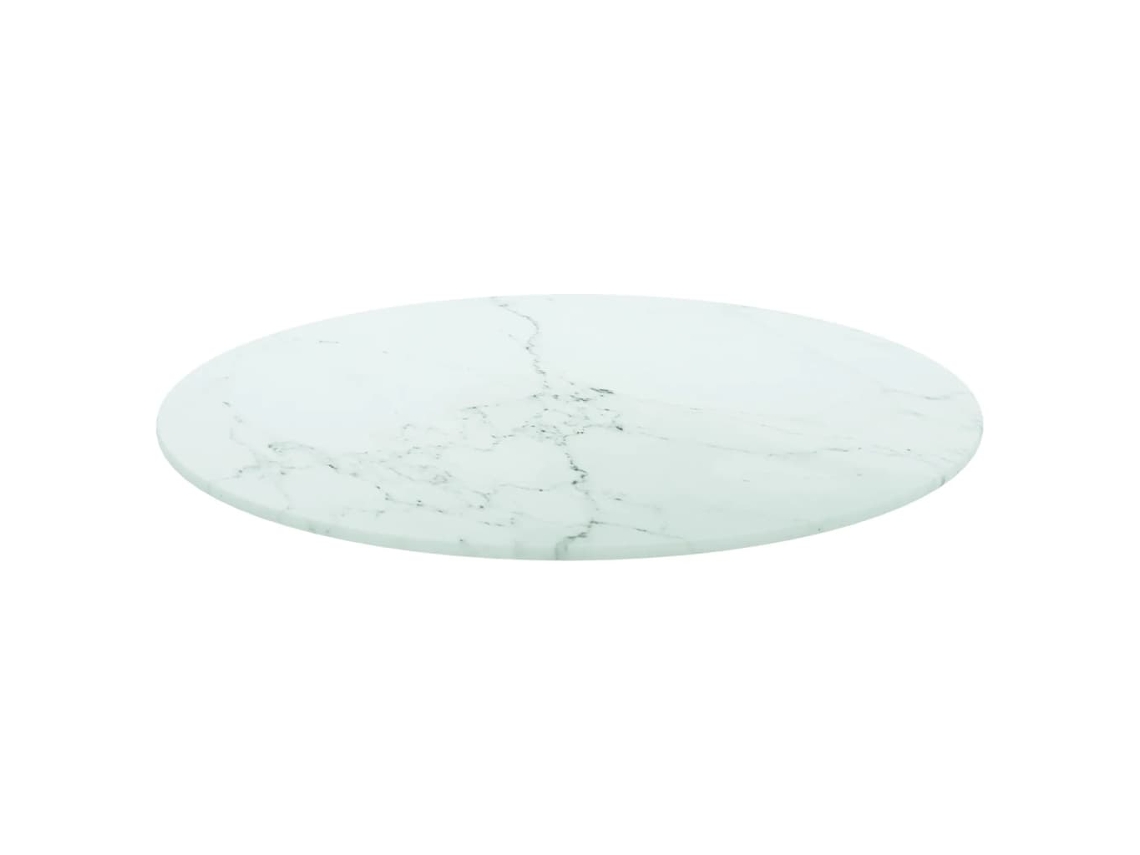 Tablero De Mesa | Tablero De Escritorio | Superficie De Mesa Diseño Mármol Vidrio Templado Blanco Ø50x0,8 Cm