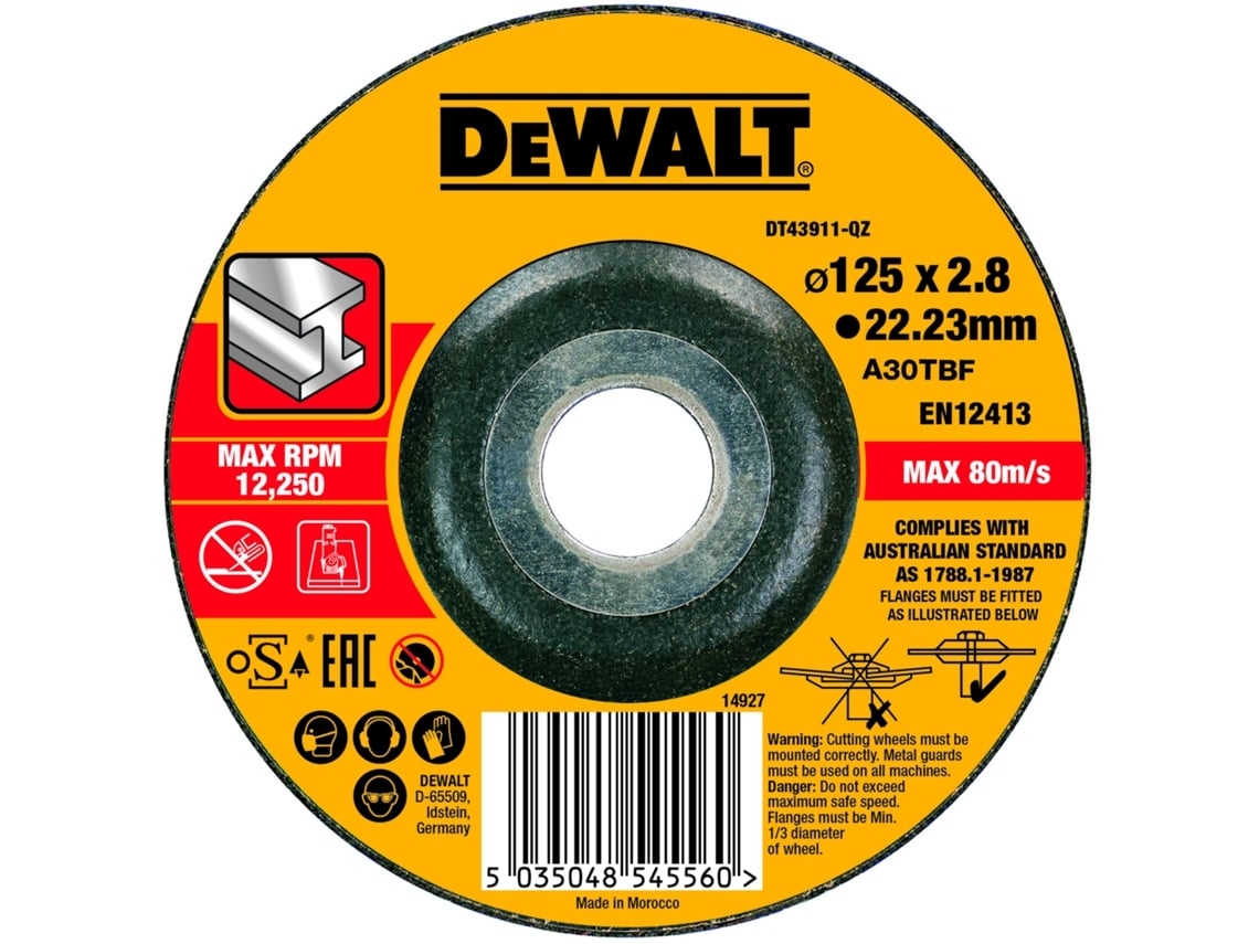 DEWALT DT43911-QZ - Disco de corte concavo para metal con grano profesional de óxido de alumínio