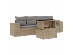 Conjunto de 5 sofás de jardín con cojines de mimbre beige MAISON EXCLUSIVE (5 piezas)