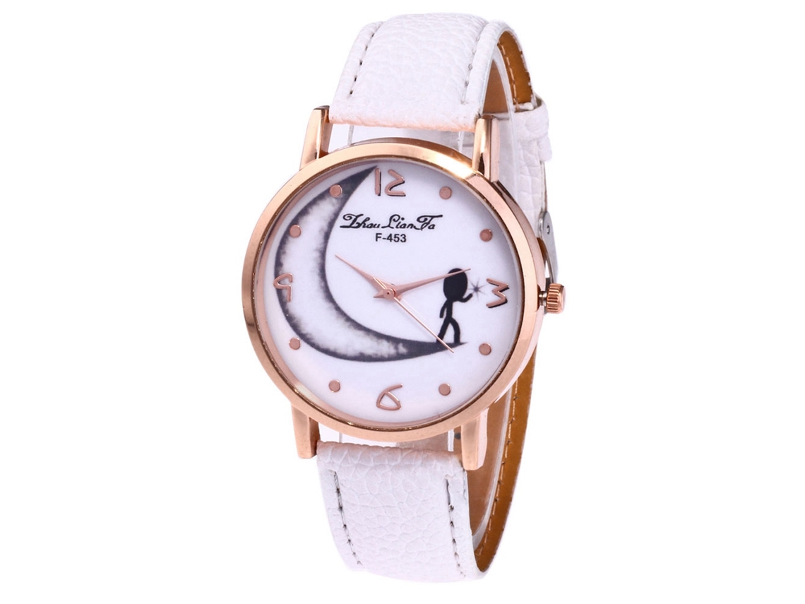 Reloj De Cuarzo Para Mujer Con Correa De Piel Sintética Y Esfera Redonda Blanca.