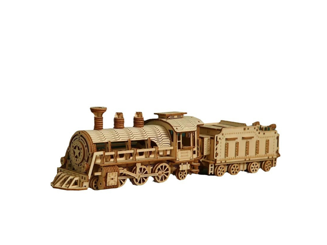 Maqueta De Madera 3d, Diseño De Tren Con Movimiento Mecánico. 282 Piezas.