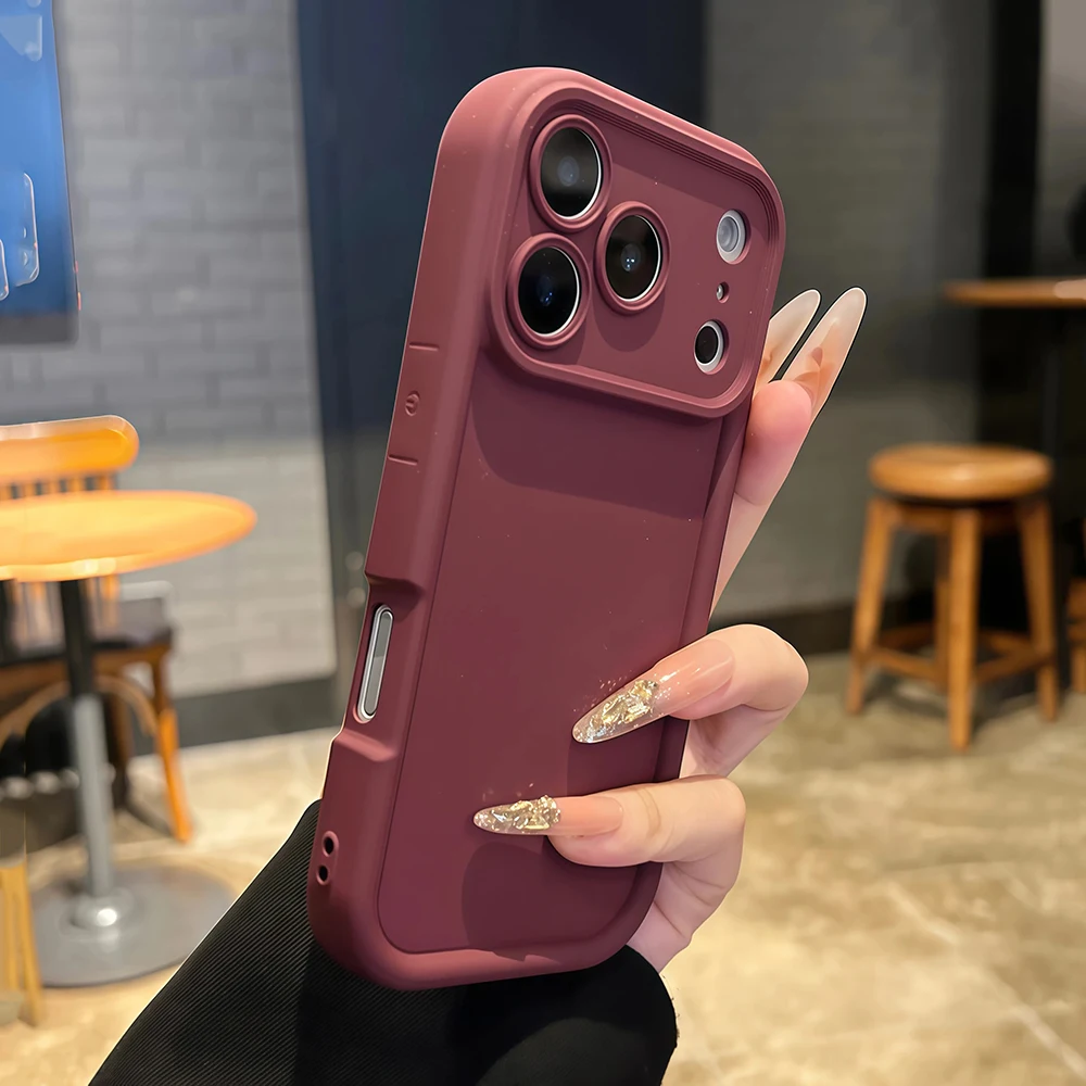 (burdeos Iphone 17 Pro Max) Funda De Silicona Suave Para Iphone Con Cubierta Trasera A Prueba De Golpes.