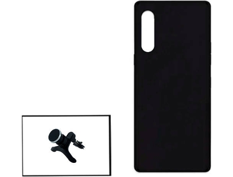 Kit Soporte Magnético Reforzado de Coche y Funda Silicona Liquida LG Velvet 5G PHONECARE Negro