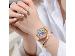 Reloj De Cuarzo Con Correa De Silicona Unisex Dial Redondo Oro Rosa Zhoulianfa