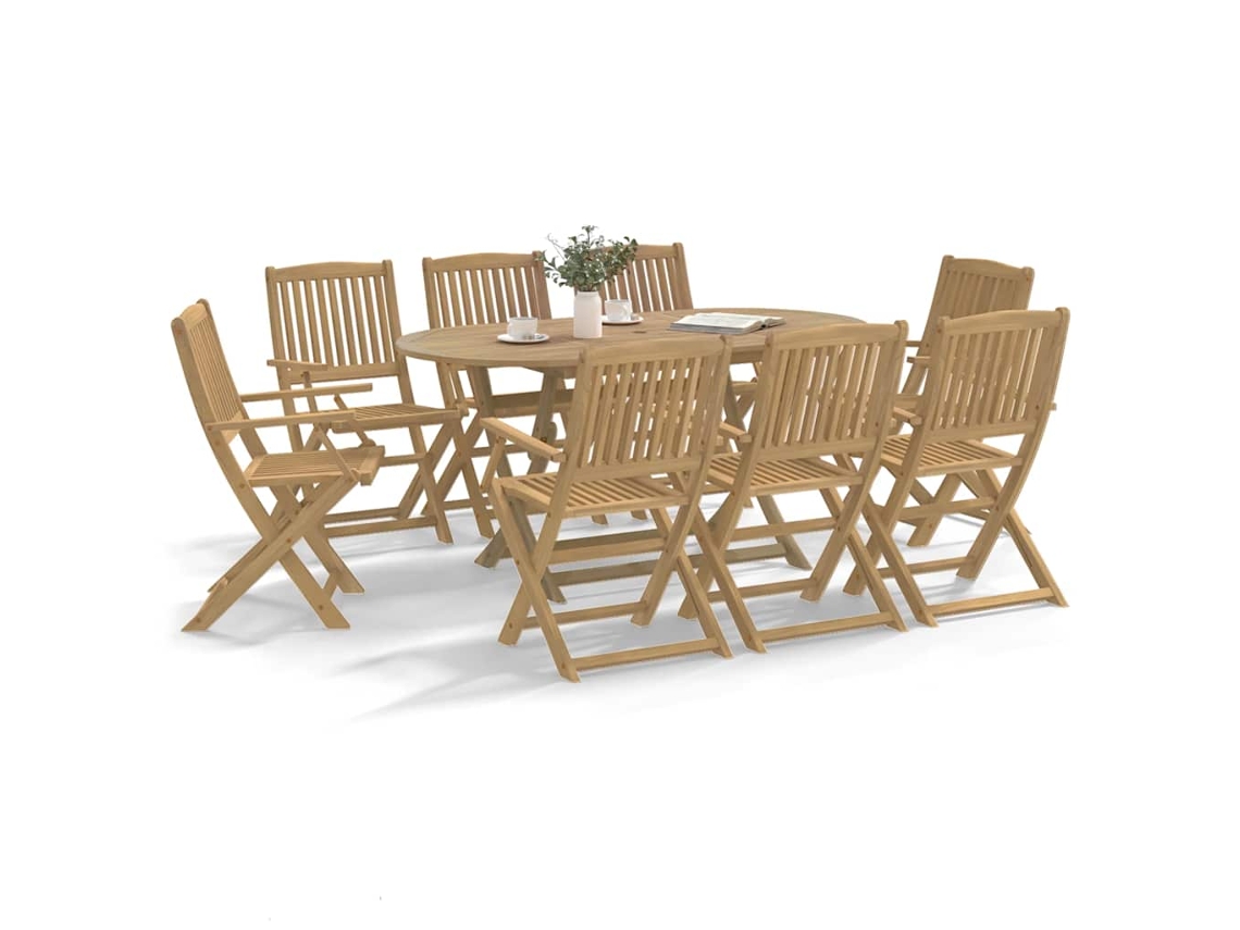 Sillas de jardín plegables (8 unidades, 54,5 x 58 x 90 cm), acacia maciza, DKD Home Decor