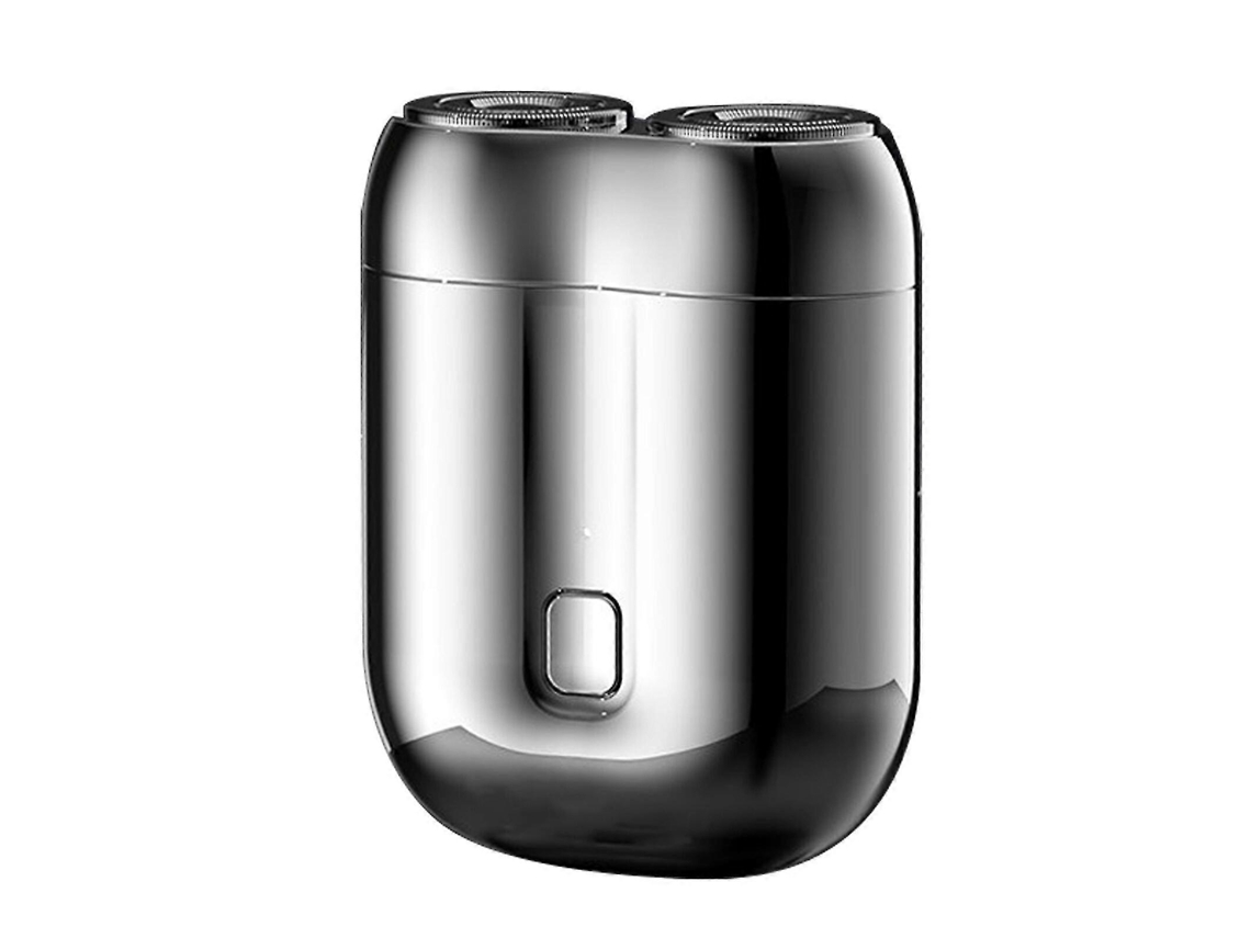 Mini barbeador elétrico portátil recarregável via USB para homens, tamanho de bolso, lâminas de alta qualidade, cor prata.