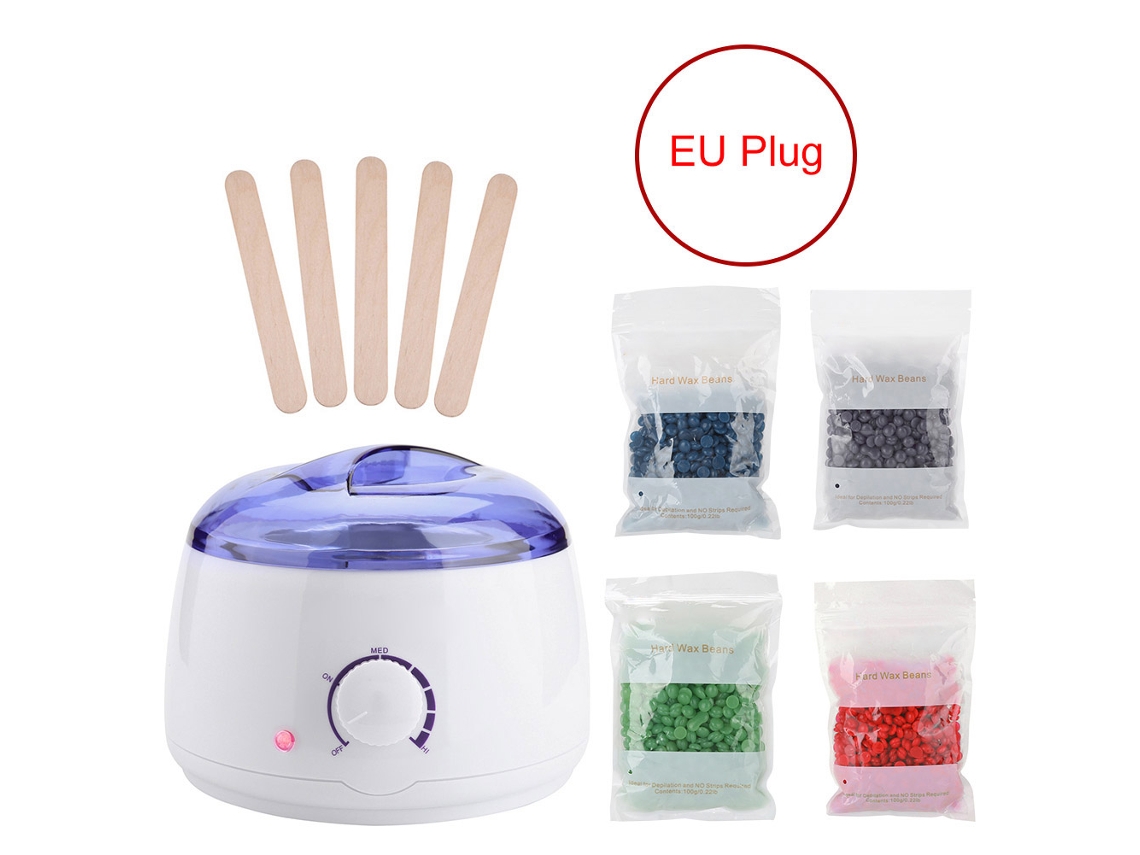 Kit Calefactor De Cera Eléctrico Con 400g De Frijoles De Cera Y 5 Espátulas Depilatorias