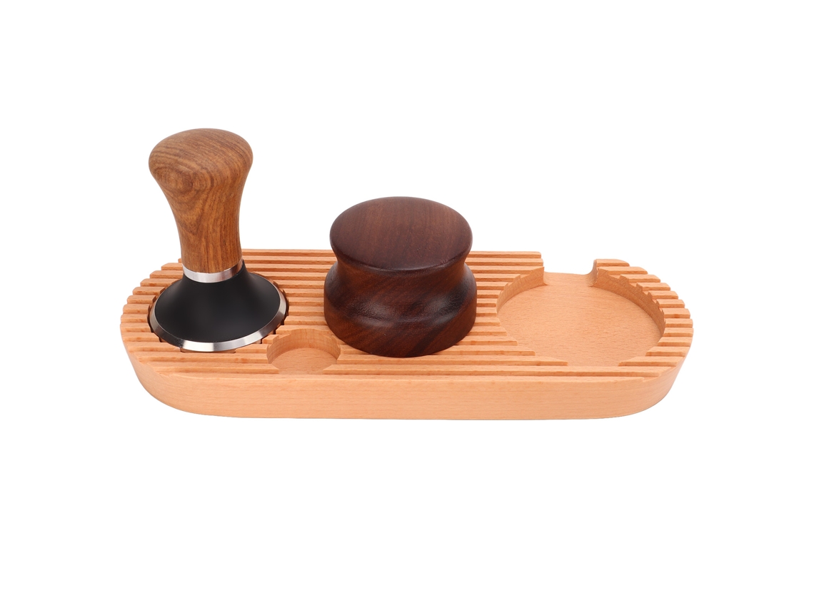 Juego de agarres para café con mango de madera y diseño antideslizante, base en forma de L, 58 mm, otros