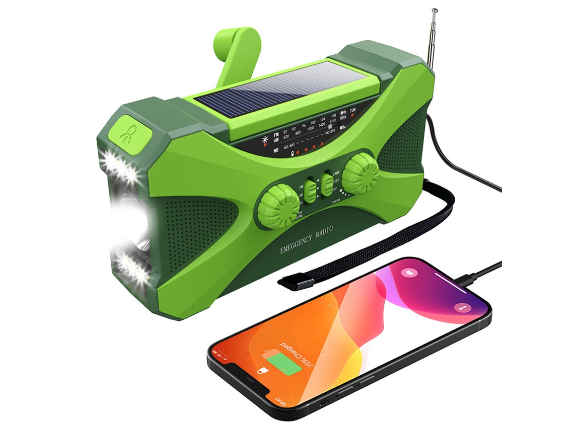 Radio Multifuncional Con Manivela Y Energía Solar De 10 000 Mah (verde)