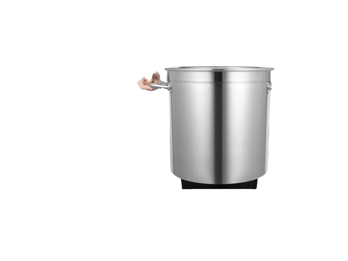 Olla de acero inoxidable, capacidad de 35 L, acabado pulido, compatible con inducción OEM
