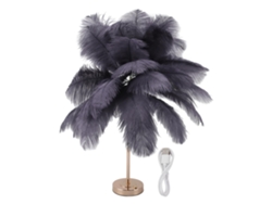 2026-lámpara De Mesa Decorativa Con 30 Plumas Recargable Usb Control Táctil Batería Integrada Gris