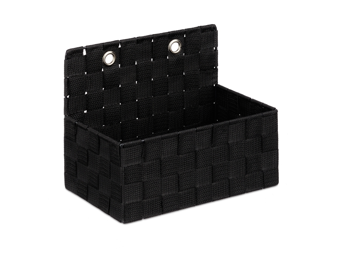 Cesto De Arrumação Suspenso Relaxdays, Organizador Para O Banheiro, Corredor, Quarto, Dimensões Axlxp 20x25x15 Cm, Preto