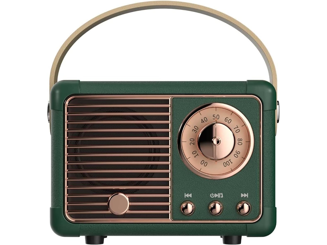 Altavoz Bluetooth portátil retro Gertiz, sonido HiFi de 360° para dormitorio y oficina, color verde