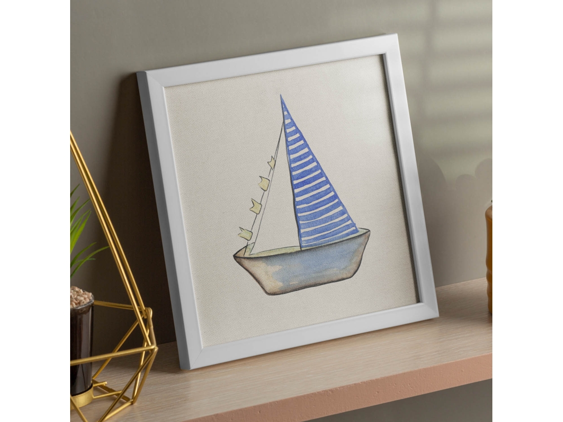Póster NACNIC Cuadrado con Dibujos do Mar. Barquito de Papel, Ilustrada con Dibujos do Mar y El Océano.