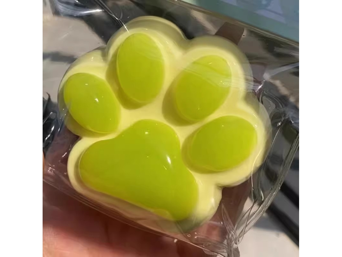 Juguete de silicona suave y tierno con forma de pata de gato para aliviar el estrés. Mdug (verde)