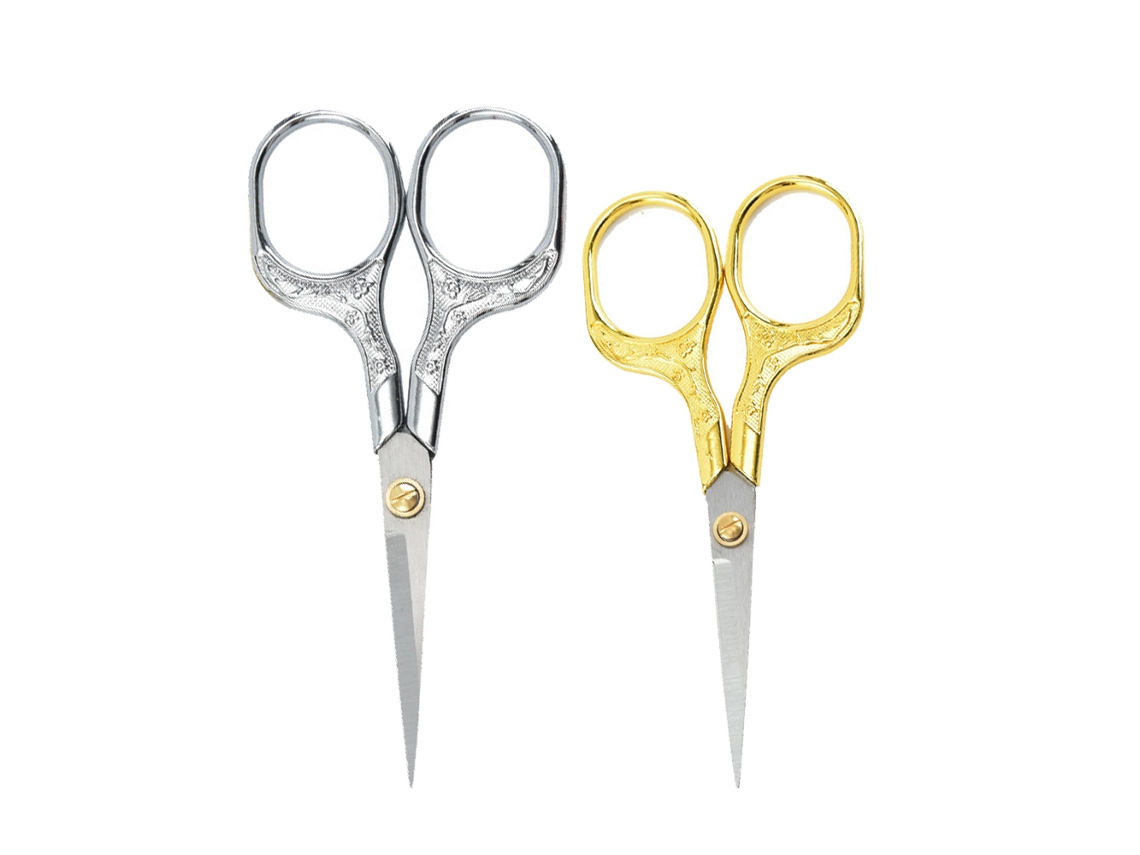 Tijeras para cortar el cabello, tijeras vintage, paquete de 2 bigote facial, barba, bordado de belleza, uso diario JEDBESETZT