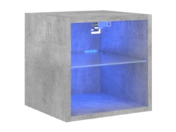 Maison Exclusive - Mueble De Tv De Pared Con Luces Led Gris Hormigón 30x28,5x30 Cm