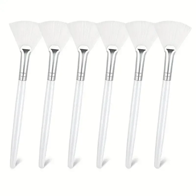(blanco, Juego De 6 Piezas) Cepillo Facial Práctico, Cepillo En Forma De Abanico, Aplicador De Mascarilla De Cabeza Plana