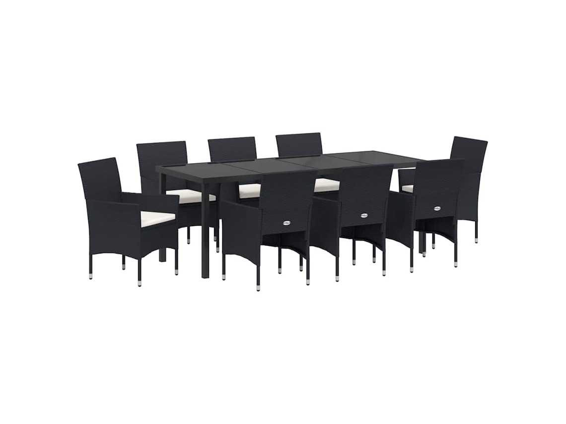 Maison Exclusive - Conjunto De Comedor De Jardín 9 Pcs Negro Ratán Sintético