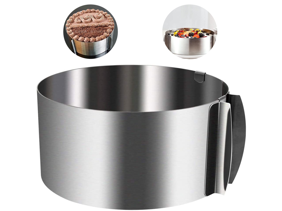 Molde redondo de acero inoxidable ajustable para mousse de 6 a 12 pulgadas, herramienta para repostería