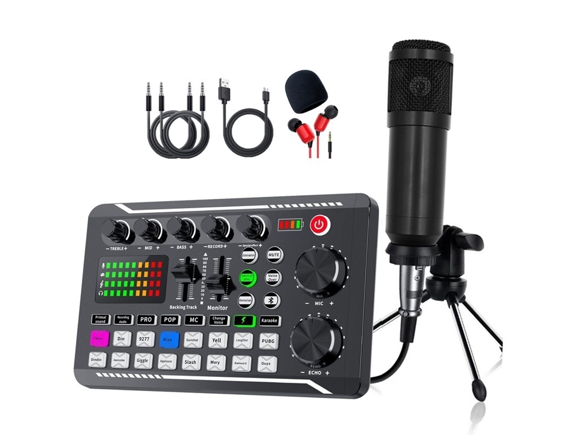 Micrófono de condensador BM800, ideal para podcasting, transmisión en vivo de guitarra y grabación en PC (negro)