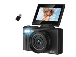 Cámara digital compacta Szsmart CL08 con pantalla de 3 pulgadas, resolución 5K HD de 75 MP y zoom de 18x para niños y adultos (negra)