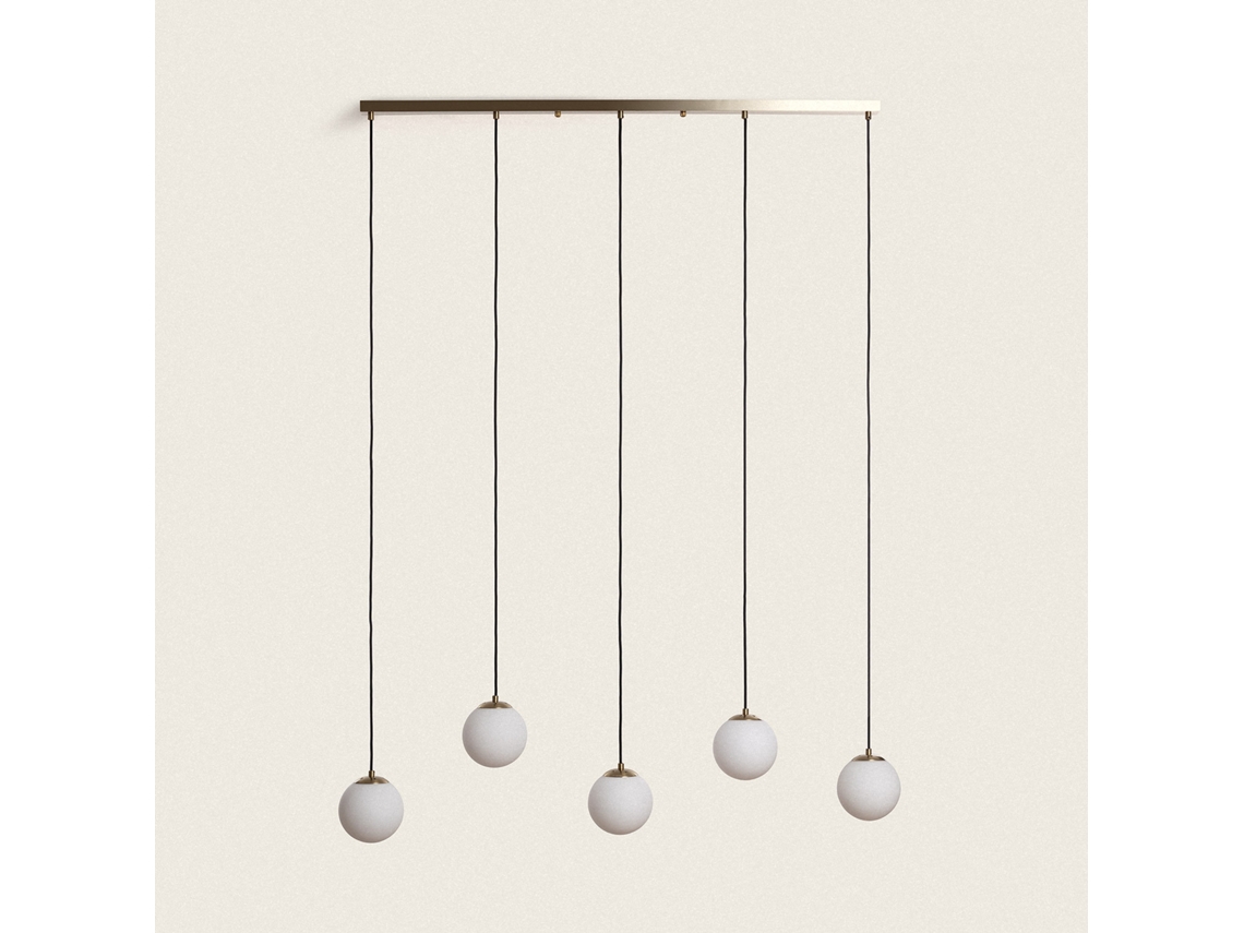 LEDKIA Lámpara Colgante Metal y Cristal Moonlight Brass 5 Focos Dorado