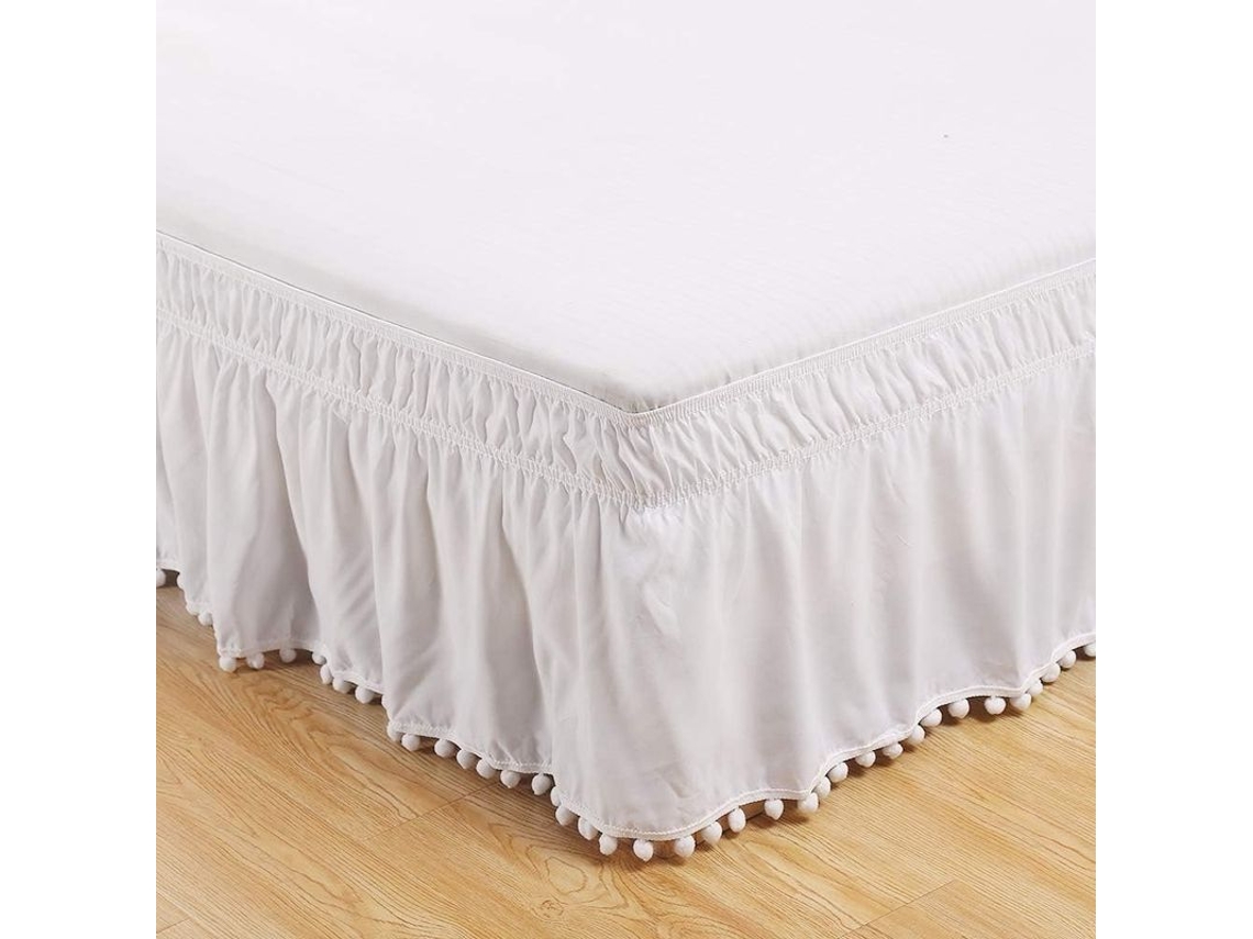 Faldón Elástico Para Cama De Uso Hotelero, A Prueba De Polvo, Fácil De Ajustar, Resistente A La Luz, Blanco, 137 X 190 Cm.