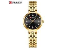 Reloj de cuarzo informal para mujer, resistente al agua, con esfera pequeña (negro y dorado).