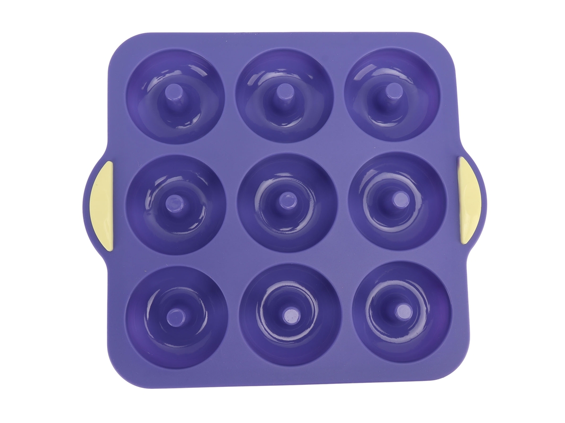 Molde De Silicona De 9 Cavidades Para Donuts, Antiadherente, Resistente Al Calor, Para Pasteles, Galletas Y Donuts - Azul Real