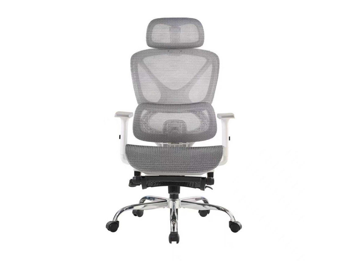 Silla de oficina Seven Comfort: diseño ergonómico, reposacabezas y reposabrazos ajustables, se reclina hasta 135°.