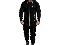 2026-mono De Invierno Para Hombre Con Capucha Y Cremallera Casual Jumpsuit Sudadera Romper Xay Xl Negro