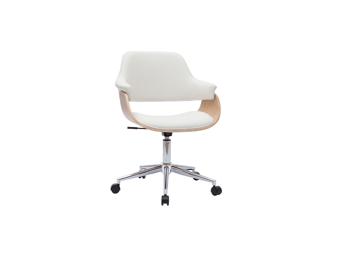 Silla de Oficina Moderna Blanca Y Madera Clara Hansen MILIBOO