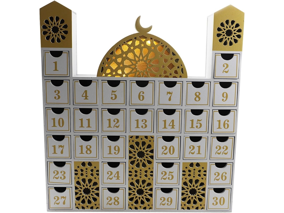 Calendario De Cuenta Regresiva De Madera Con Luces Led Para Niños, Decoración De Eid, Regalo