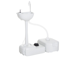 Fregadero Portátil Lavamanos Para Actividades Al Aire Libre O Camping Con Tanques De Recuperación De Agua 17 L Dispensador De Jabón Y 2 Ruedas Hdpe