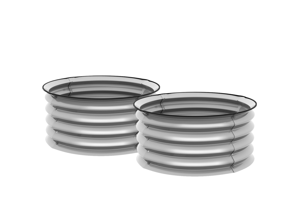 2 Macetas De Metal Plateado De 60x60x30 Cm Con Base Abierta.