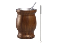 Xícara de Mate de 240 Ml, Aço Inoxidável 304, Design de Parede Dupla, Estilo Argentino. MDUG (marrom)