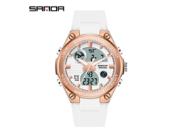 Reloj Electrónico Deportivo Multifuncional Luminoso Para Mujer (blanco Y Oro Rosa), Resistente Al Agua, Estilo Harajuku.